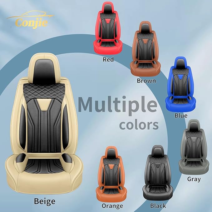 Fit Prius Car Seat Covers for Toyota Prius 2001-2025 2026 -Premium Leather, Waterproof Stain-Resistant, Breathable，All-Weather Seat Cushion Protecto & Airbag Compatible, 2 Front Seat Beige
