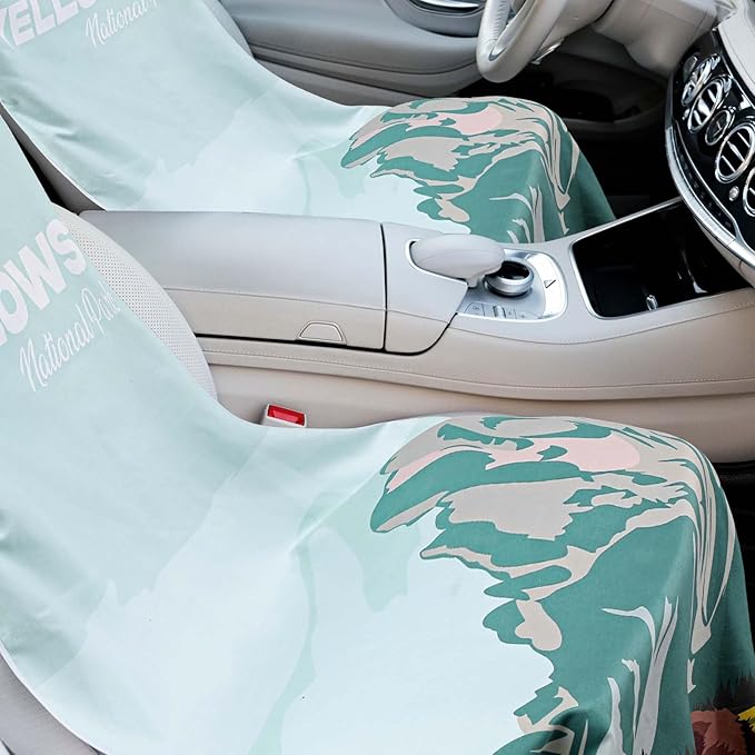 2 Pack Car Seat Towel Covers with Storage Bag 63 x 32 Inch Athletic Running Towel Seat Sweat Washable Non Slip Cover Gift for Car Outdoor Sport Activities (Yellowstone)
