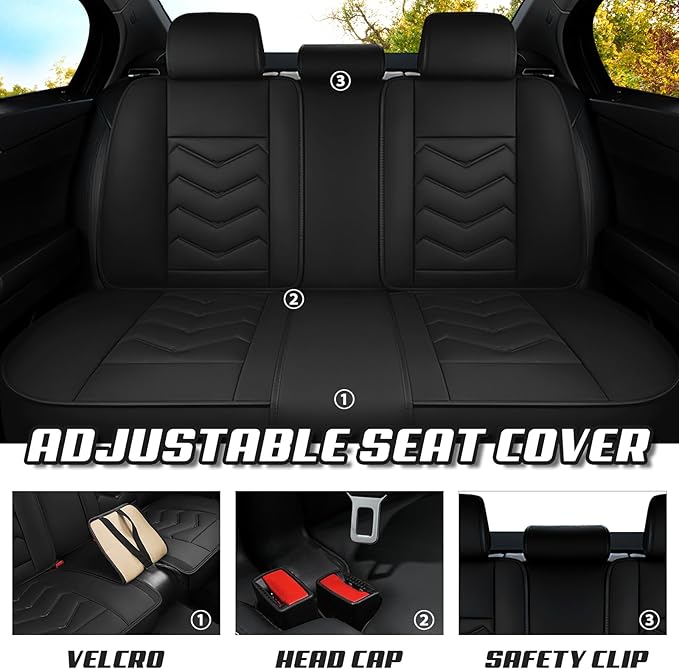 Car Seat Covers for Honda Accord 2000-2025, Premium Nappa Leather Car Seat Cover, Stylish Sport Seat Covers， Automobile Seat Cover Sets.(Luxury 5 Seats/Pure Black)