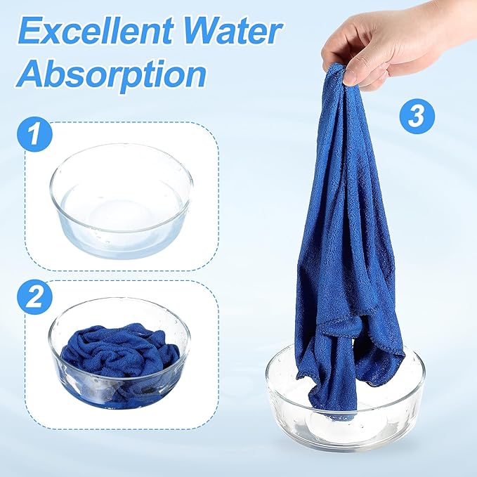 HARFINGTON 4 Pack Microfiber Cleaning Cloth, 16" x 16" Multi-Functional Cleaning Towels Reusable Absorbent Rags for Car Wash Kitchen Household Window Clean, Sapphire Blue
