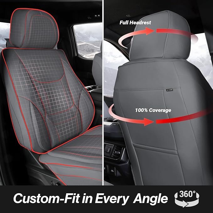 Coverland Custom Fit Car Seat Covers for Car Compatible with [2014-2022 Acura RLX] Premium Leather Non-Slip Memory Foam Waterproof Interior Seat Protector [Full Set Dark Gray- Size Chart X71]