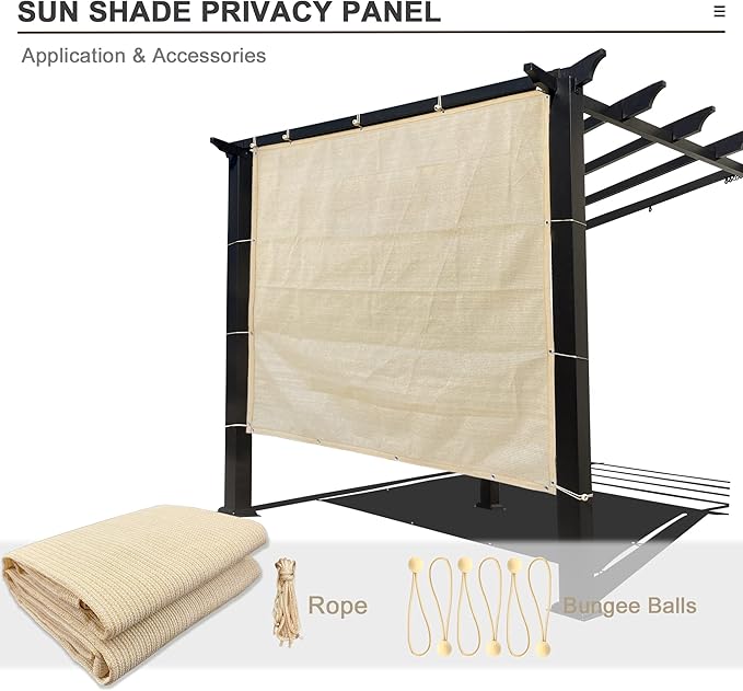 Sun Shade Privacy Panel with Grommets on 4 Sides for Patio, Awning, Window Cover, Pergola or Gazebo (Banha Beige, 8' x 10')
