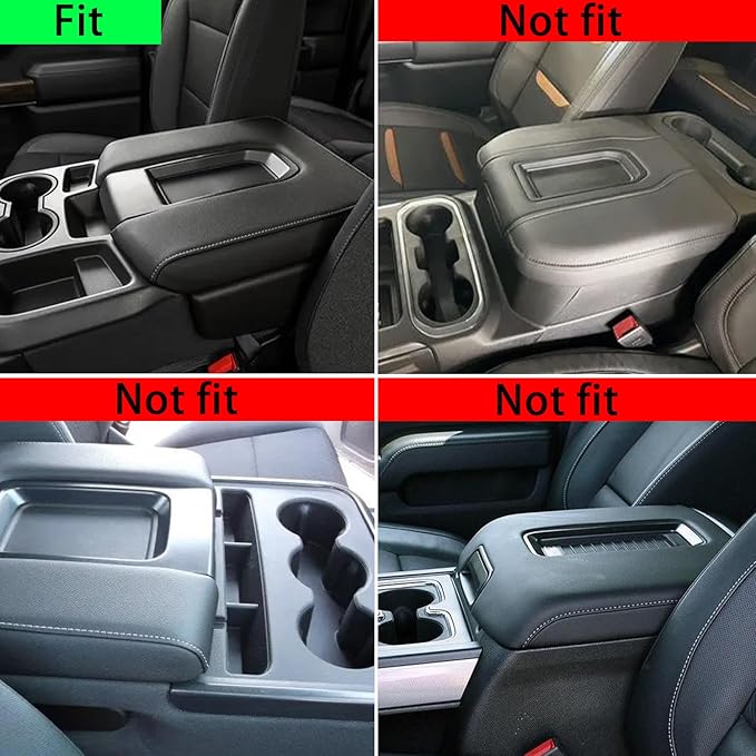 Center Console Armrest Cover for Chevy Silverado/GMC Sierra Accessories 2019-2024 2025 Arm Rest Box Pad Middle Console Lid Cushion Leather Protective Case Only for Jump Seat (Red Stitches)