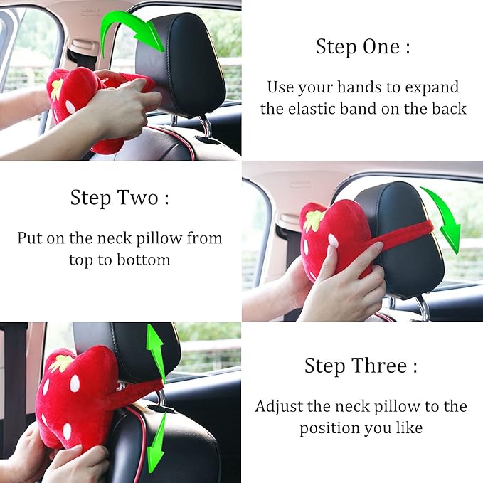 Sexysamba Car Headrest Pillow,Cartoon Neck Pillow for Car,Comfortable Soft Seat Pillow for Driving,Head Rest Cushion,Cute Neck Pillow for Travelling and Home 2Pcs (Pink)