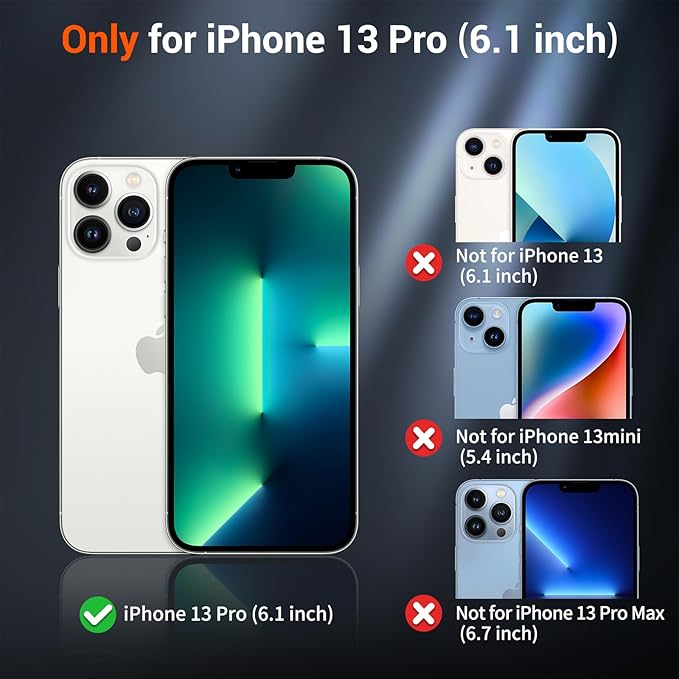 SUPFINE Magnetic for iPhone 13 Pro Case with Screen Protector (Compatible with MagSafe) (Military Grade Drop Protection) Translucent Matte Shockproof Phone Cover,Dark Blue