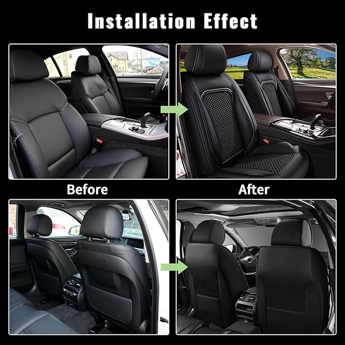 Car Seat Covers Front Seats for Honda HRV HR-V 2016-2025 2026, Breathable Cooling Ice Silk Leather Car Seat Covers, 2 Seats Vehicle Seat Protector Seat Cushion Auto Accessories (Black)