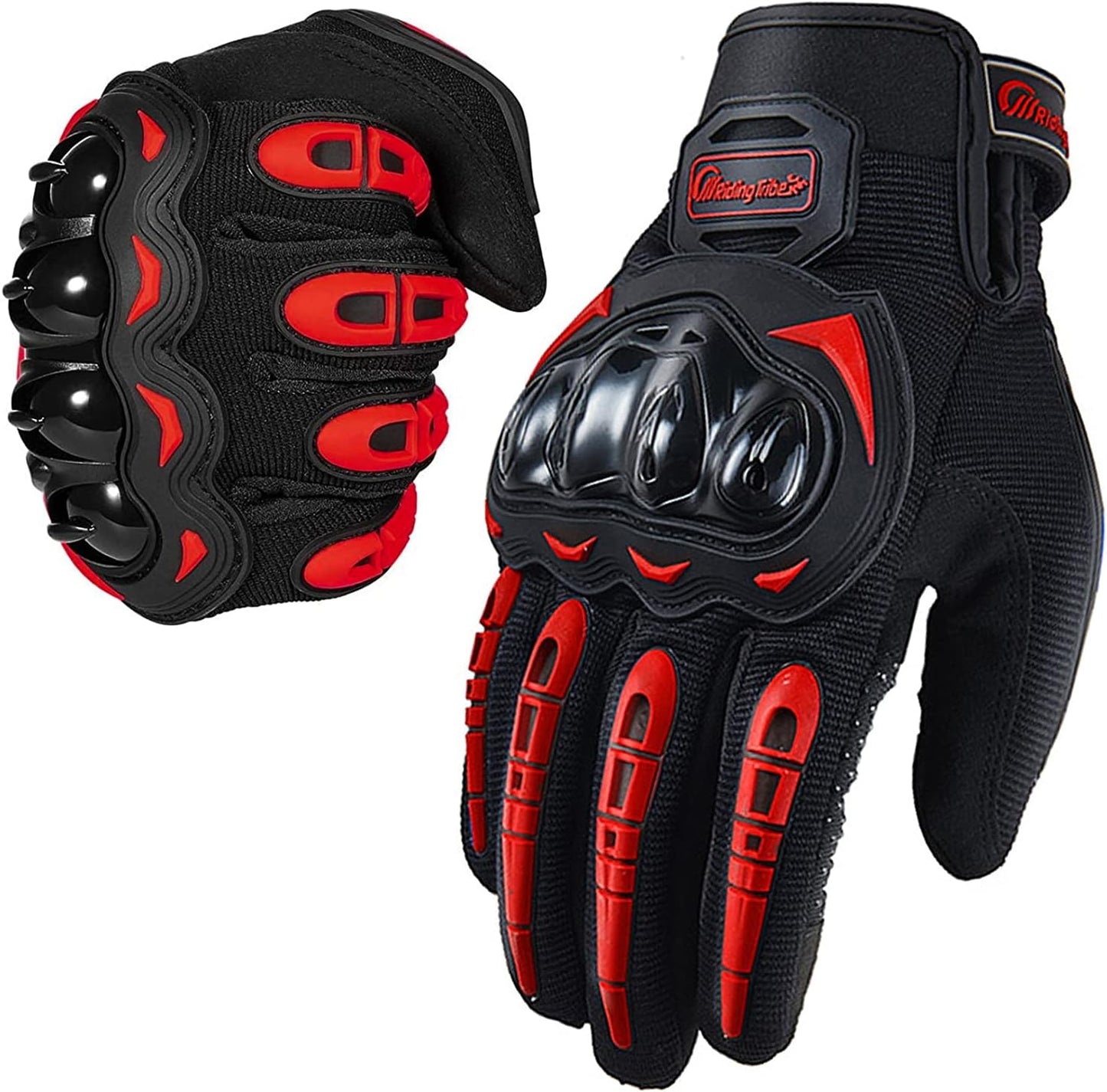 Motorcycle Gloves for Men and Women Full Finger Touchscreen Mountain Dirt Bike Gloves for Powersports BMX ATV MTB Driving Motocross Cycling Gloves(L, Red)