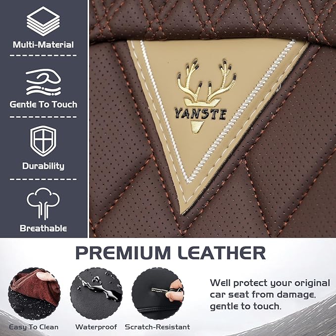 Truck Seat Covers for Ford Ranger 2019-2026, Waterproof Premium Leather Full Coverage Car Seat Covers, Muscle Sport Style Auto Interior Seat Cover Sets (Front Set/Brown Coffee)