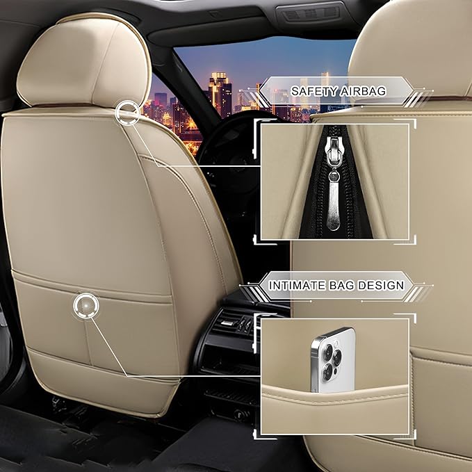 CTDS Car Seat Covers for Nissan Altima 2001-2026, Stylish Sport Seat Cover, Premium Nappa Leather Car Seat Cover. Automobile Seat Covers Sets.(Standard 5 Seats/Beige)