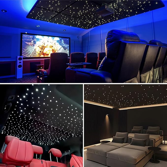 AKEPO Mini Size 6W Starlight Headliner Kit Twinkle Fiber Optic Lights, 550pcs 0.03in 9.8ft/3m Optical Fiber APP Control RGBW Led Music Activated Optic Star Ceiling Kit for Home and Car Headliner Star