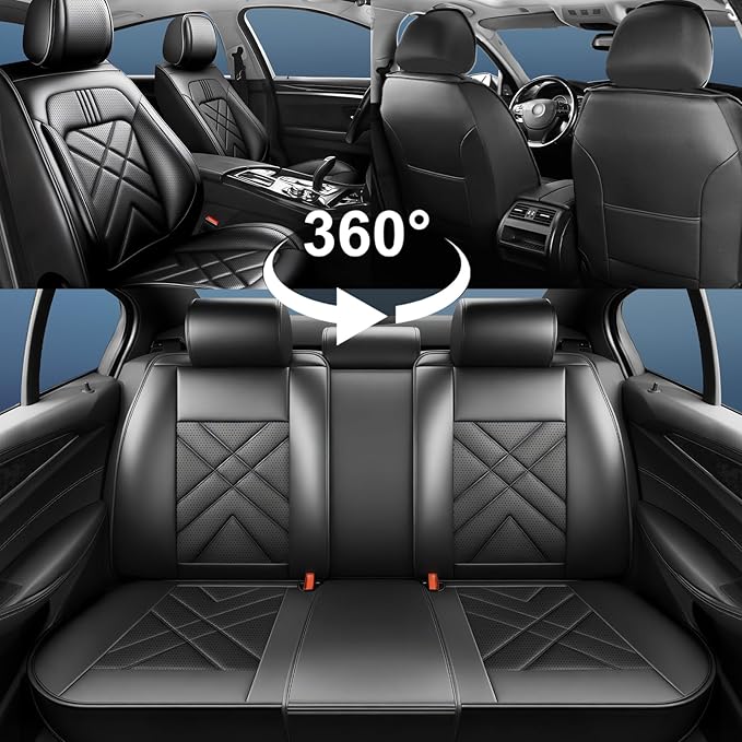 CX-50 Car Seat Covers Custom Fit for Mazda CX-50 2023-2026, Full Coverage Premium Leather Waterproof Breathable Seat Covers, Automotive Seat Protectors, Airbag Compatible(Full Set Seats, Black)