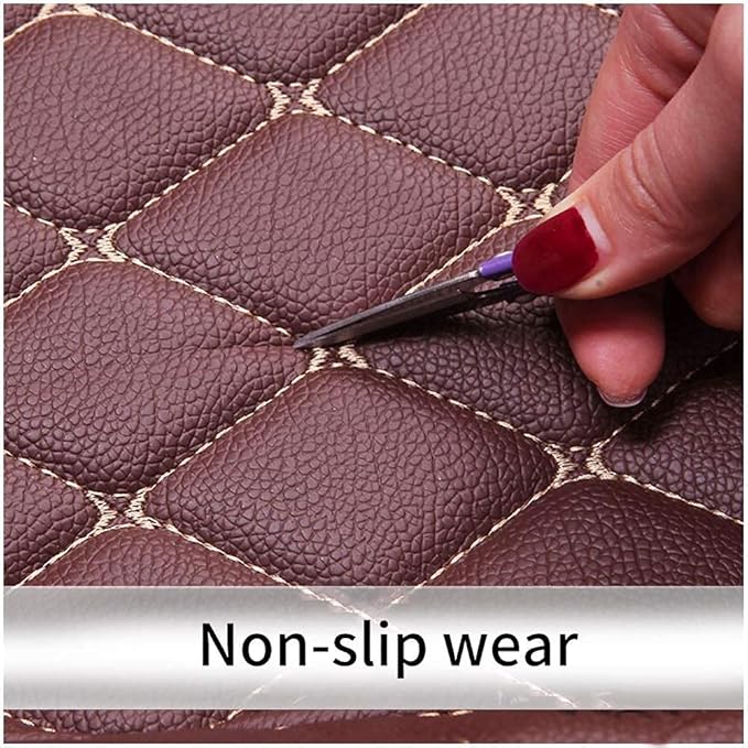 Custom Fit Car Floor Mats - Full Coverage Automotive Leather Floor Liners for Most Vehicles by MingyunSM (Black & Wine Red)