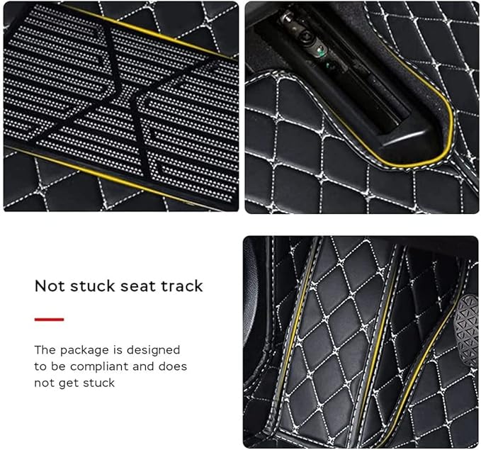 MELKEN Custom Fit Leather Car Floor Mats for 95% of Cars Full Coverage Floor Liners Car Mats (Black Yellow)