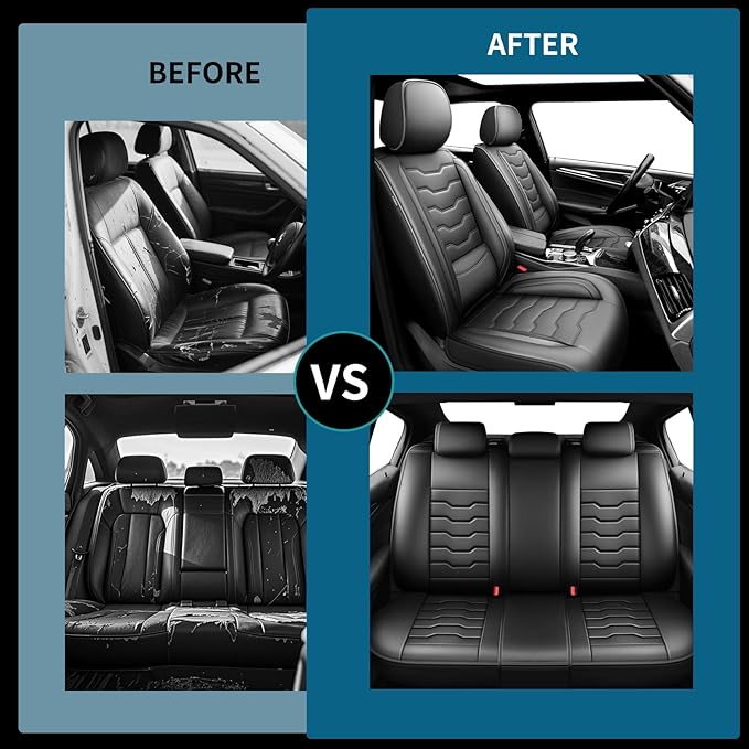 Fit Tucson Car Seat Covers Premium Leather for Hyundai Tucson 2010-2025 2026. Waterproof， Breathable, Scratch-Resistant & All-Weather Seat Cushion Protector (Full Set, Black)