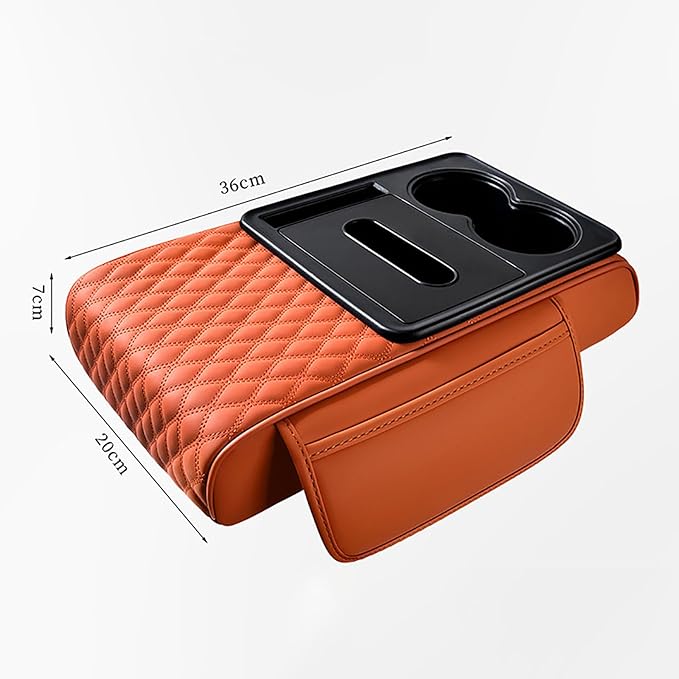 Car Armrest Center Console Cover for Jeep Compass 2. Generation 2021 2022 2023, Center Console Pad with Cup Holder, Multifunctional Armrest Cushion,A Black+Red