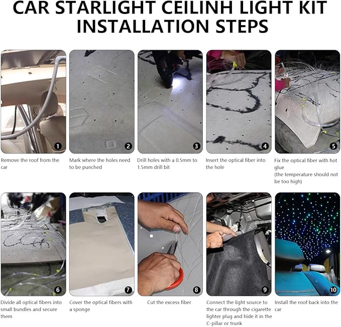 Starlight Headliner Kit,Twinkle + Music Sync Dual Color Fiber Optic Star Ceiling Lights with APP Remote Control, RGBW Star Lights for Car/Home Ceiling Decor, 400pcs 9.8ft
