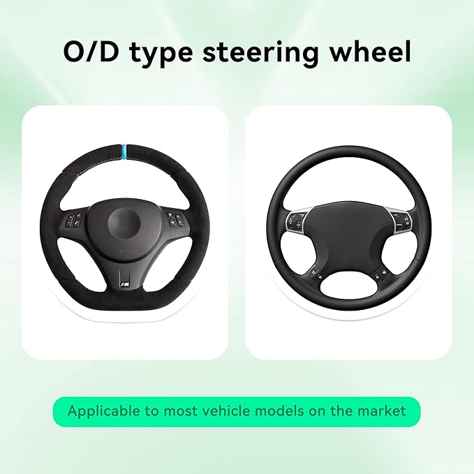 Car Steering Wheel Cover, 14.5-15inch Leather Anti-Slip Car Wheel Cover Protector, Safety Comfortable Desgin, Universal Auto Steering Wheels Accessories for Cars Truck SUV (Green)