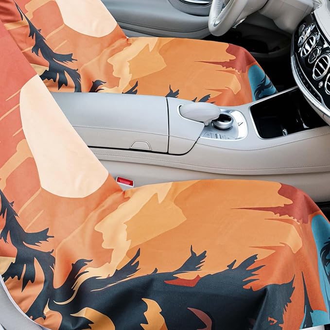 2 Pack Car Seat Towel Covers with Storage Bag 63 x 32 Inch Athletic Running Towel Seat Sweat Washable Non Slip Cover Gift for Car Outdoor Sport Activities (Sunset)