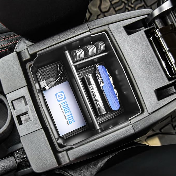 EDBETOS Center Console Organizer Tray Compatible with Jeep Wrangler JK/JKU 2011-2018 Rubicon Sport Sahara Accessories Armrest Storage Glove Box, (Black Trim)