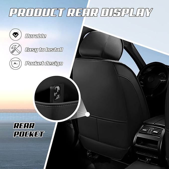 Car Seat Covers Fit for Infiniti g37 2000-2026, Stylish Sport Seat Covers, Waterproof Wear-Resistant Premium Nappa Leather Car Seat Cover.(Full Set/Black)