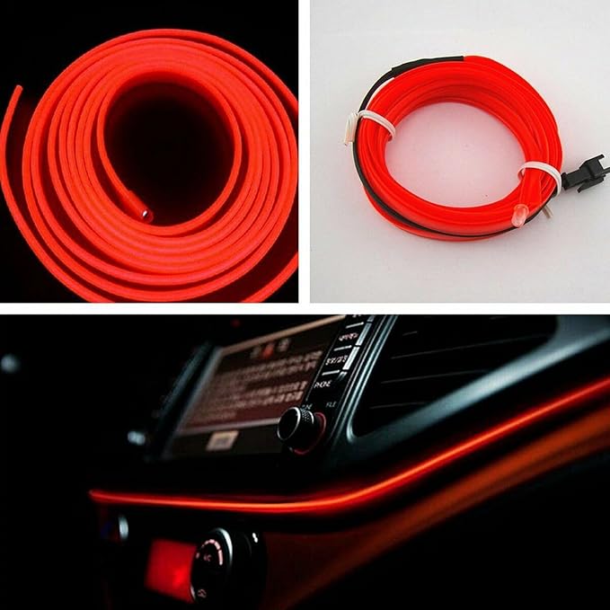 Riloer El Wire Lights for Car, Interior Neon Lights Strip Car LED Strip Light Interior for Car Garden Party Decoration, Car Ambient Lighting Kits, 3m/9.8ft Blue LED