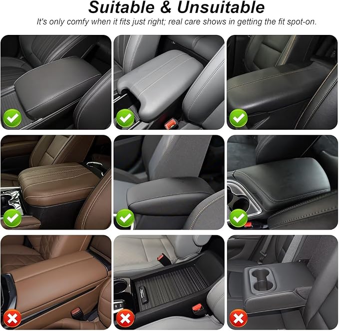 Upgraded Car Center Console Cover Fit for Tacoma Faux Leather Car Armrest Cover Cushion with 2 Storage Bags,Car Armrest Storage Box Interior Accessories(Black)