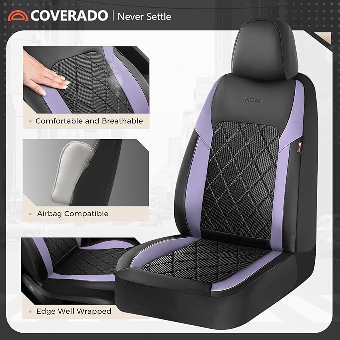 Coverado Car Seat Covers, Seat Covers Full Set, 5 Seats Automotive Seat Cover, Mesh Breathable Seat Protectors, Universal Fit for Most Cars