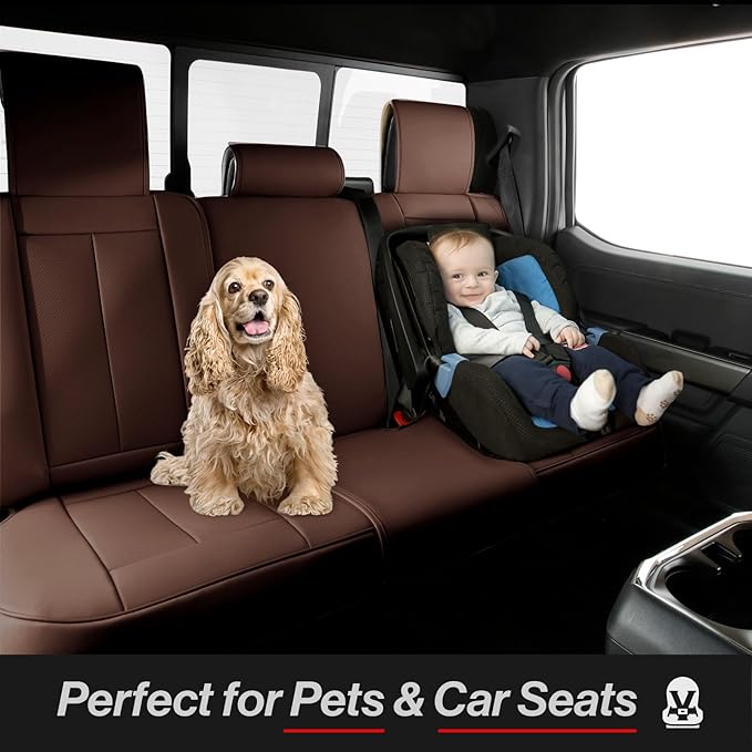 Coverland Custom Fit Car Seat Covers for SUV Compatible with [Kia Sportage, Sportage Hybrid] Premium Seat Cover Water Resistant Leather Non-Slip Interior Protector [Full Set Dark Brown - Chart X75]