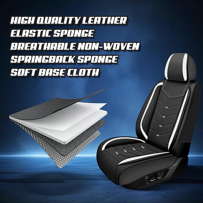 Car Seat Covers for Jeep Grand Cherokee L 2021-2026, Premium Nappa Leather Car Seat Cover, Stylish Sport Seat Covers， Automobile Seat Cover Sets.(Luxury 2 Seats/Black White)