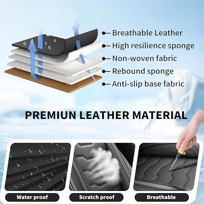 Fit Murano Car Seat Covers Compatible with Nissan Murano 2004-2025 2026 - Premium Leather， Waterproof Breathable， All-Weather Seat Cushion Protecto&Airbag Compatible (2 Front Seat Black)