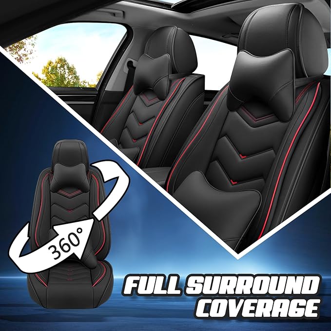 Car Seat Covers for Honda Accord 2000-2026, Premium Nappa Leather Car Seat Cover, Stylish Sport Seat Covers， Automobile Seat Cover Sets.(Luxury 2 Seats/Black)