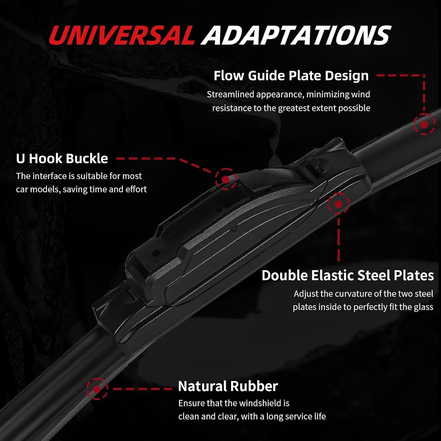 OTUAYAUTO Premium Windshield Wiper Blades - Replacement for Dodge Journey 2009-2020 - Precision Fit, All-Weather Performance, Front and Rear Wiper Blades, J/U Hook - 24"+19"+12" (Pack of 3)