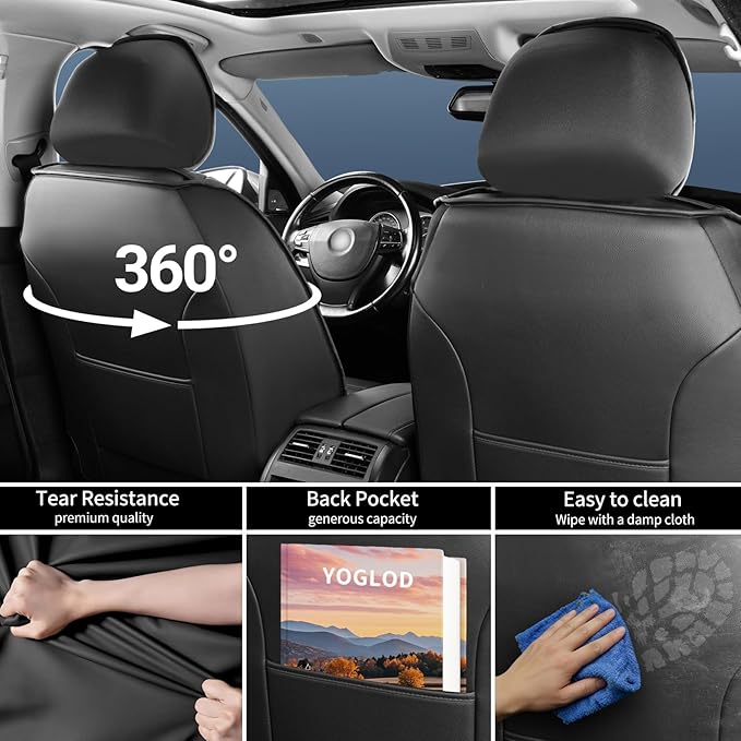 CX-3 Car Seat Covers Fit for Mazda CX-3 2016-2021, Full Coverage Premium Leather Waterproof Breathable Seat Covers, Automotive Seat Protectors, Airbag Compatible(Full Set Seats, Black-Blue)