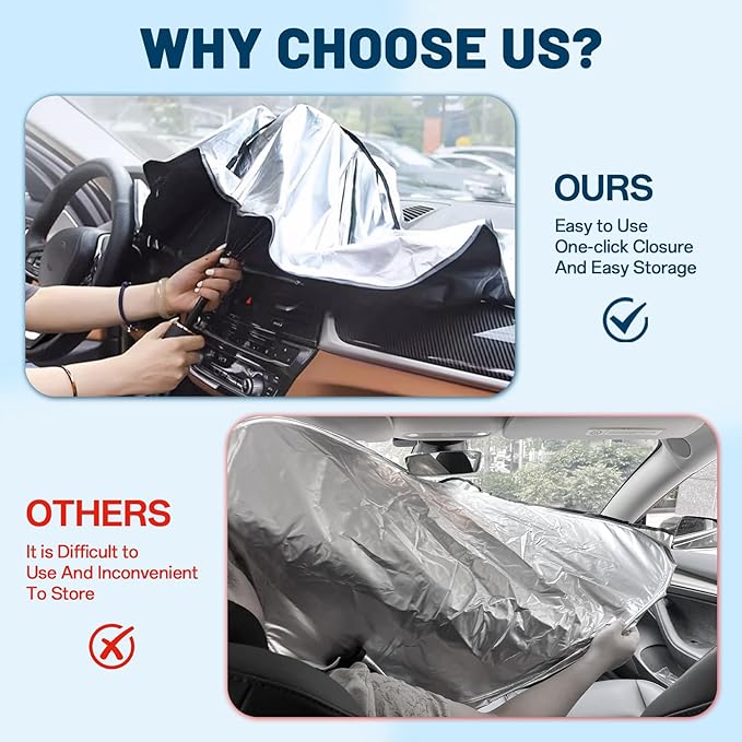 Windshield Sun Shade for Ford Explorer 2020-2026, Umbrella Car Shades with 360°Rotating Shaft, Foldable Front Window Sunshade for UV & Heat Protection