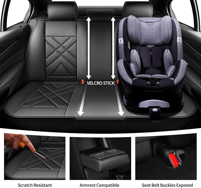 Car Seat Covers Compatible with Mazda 6 2007-2021, Full Coverage Premium Leather Waterproof Breathable Seat Covers, Automotive Seat Protectors, Airbag Compatible(Full Set Seats, Black-Blue)