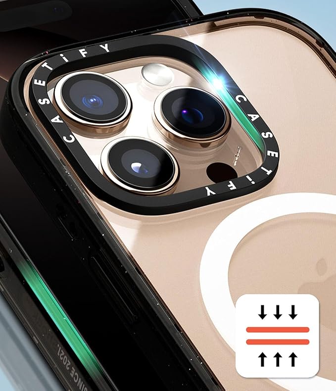 CASETiFY Impact iPhone 15 Pro Case [4X Military Grade Drop Tested / 8.2ft Drop Protection/Compatible with Magsafe] - Flower Prints - Eleanor - Clear Black