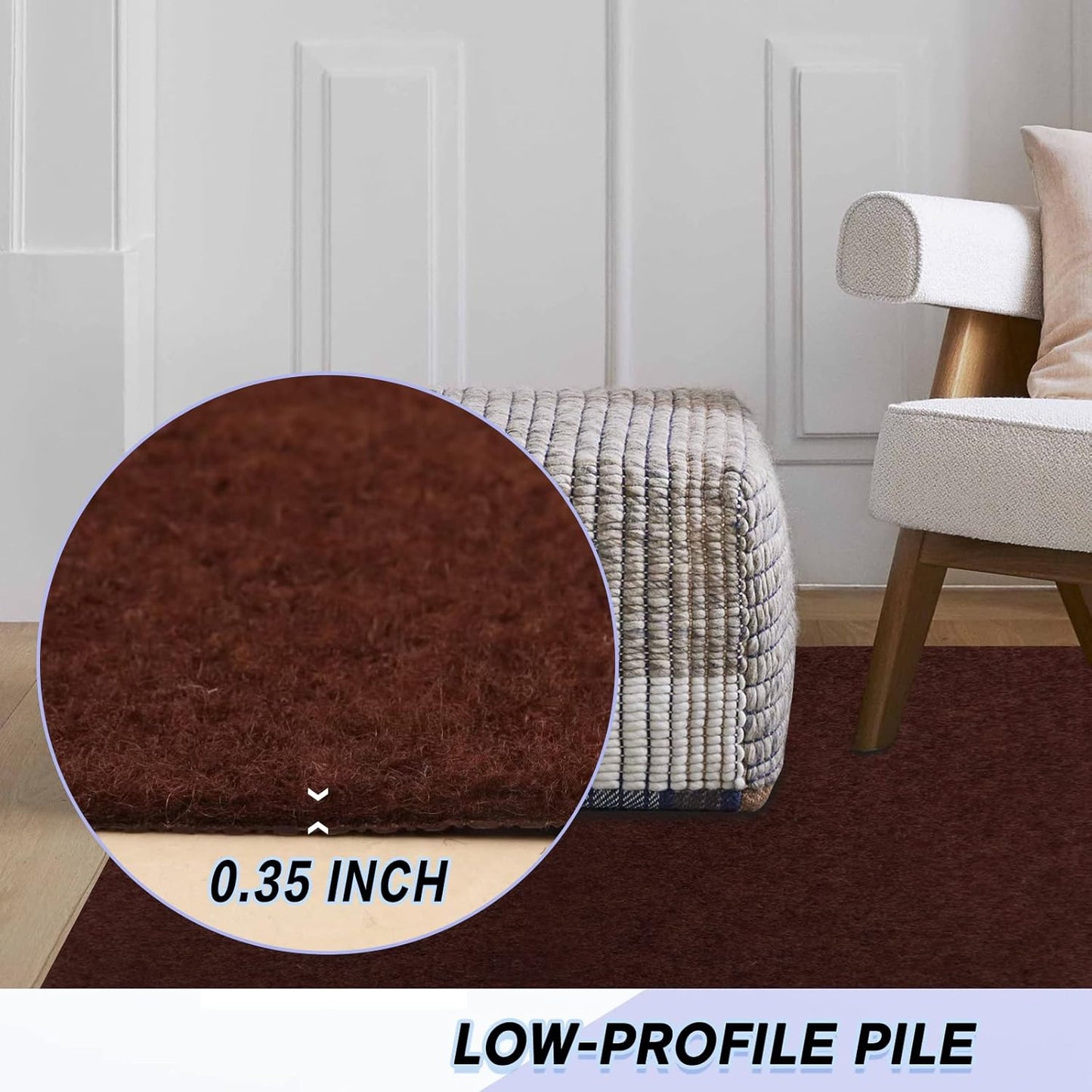 Custom Size Backed Non-Slip Area Rugs Runner, Easy Clean, Waterproof Runner Rugs for Hallway Entryway, Kitchen, Laundry, 3FT x 48FT, Brown