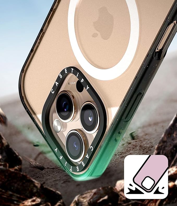 CASETiFY Impact Case for iPhone 15 Pro [4X Military Grade Drop Tested / 8.2ft Drop Protection/Compatible with Magsafe] - Cheetah Paradise Pink - Clear Black