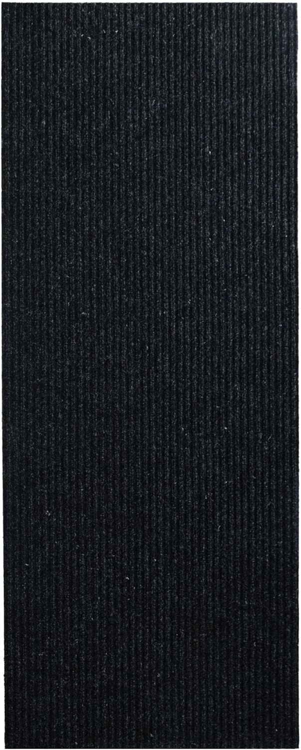 iCustomRug Spartan Weather Warrior Indoor/Outdoor Utility Ribbed Carpet Runner with Non-Slip Thermoplastic Rubber Backing, 28in X 54ft in Black