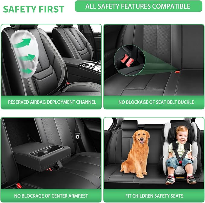 Fit Honda Fit Car Seat Covers for Honda Fit 2007-2019 2020-Upgraded Premium Waterproof & Breathable Leather,Airbag Compatible,All-Weather Seat Cushion Protector,2 Front/Black-Grey