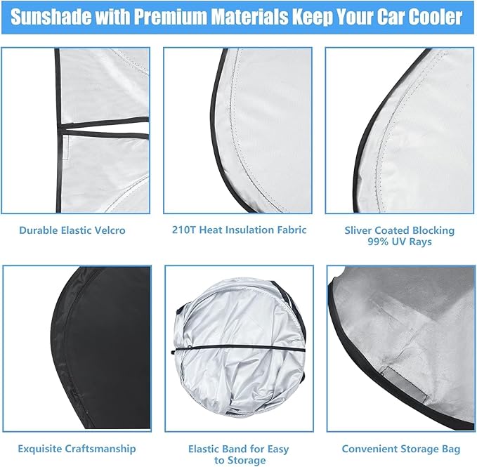 Windshield Sun Shade for Ford Escape S, SE, SE Sport Hybrid, SEL, Titanium 2019 2020 2021 2022 2023 Accessories Sunshade Windshield Cover - 4 Layers Sun Visor Window Shade Blocks UV Rays Cooler Car