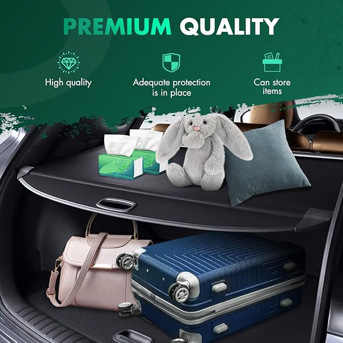 Cargo Cover for 2018-2023 Fit for Volkswagen Tiguan 1.4L 2018-2023 Fit for Volkswagen Tiguan 2.0L Retractable Rear Trunk Cargo Shade Luggage Security Cover Shielding Waterproof