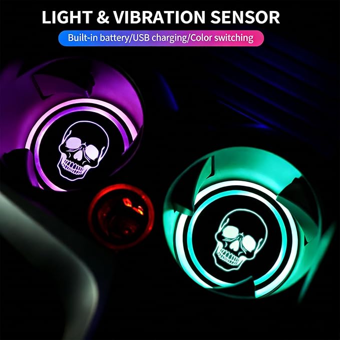 Flamingo LED Cup Holder Lights for Car,2Pcs LED Light Up Cup Holder Coasters with 7 Colors 3 Modes,Waterproof Interior Atmosphere Lamp,Car Decor Accessories Flamingo Gifts for Women Men