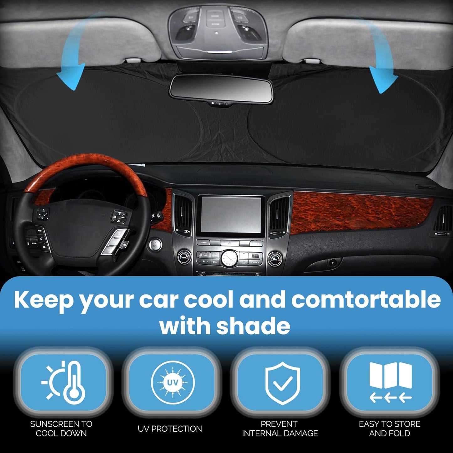 Custom Fit Mazda 3 Windshield Sunshade for Mazda 3 Accessories 2019-2024 2025 2026 Hatchback/Sedan Accessories Front Window Shades Cover for Windshield Sun Visor Protector Keep Car Cooler