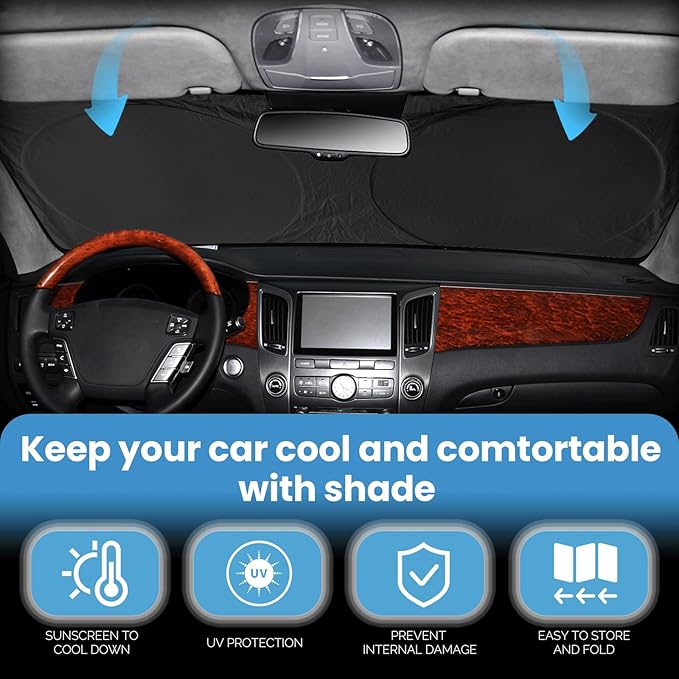 Custom Fit Lexus RX Windshield Sunshade for 2023-2025 2026 RX 350, RX 350 F Sport, RX 350L Accessories Front Window Shades Cover for Windshield Sun Visor Protector 210T Foldable Shade Blocks UV Rays