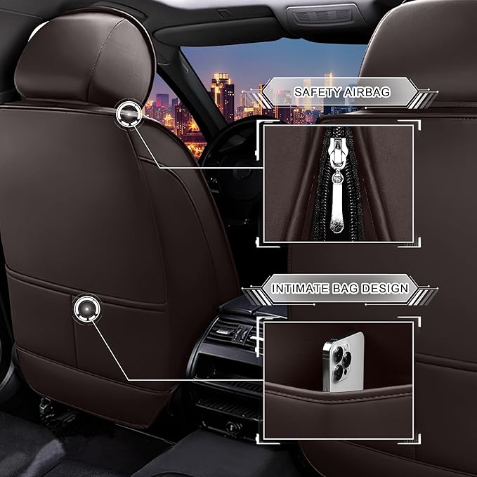 CTDS Car Seat Covers for Chevy Malibu 2000-2026, Stylish Sport Seat Cover, Premium Nappa Leather Car Seat Cover. Automobile Seat Covers Sets.(Luxury 2 Seats/Coffee Color)