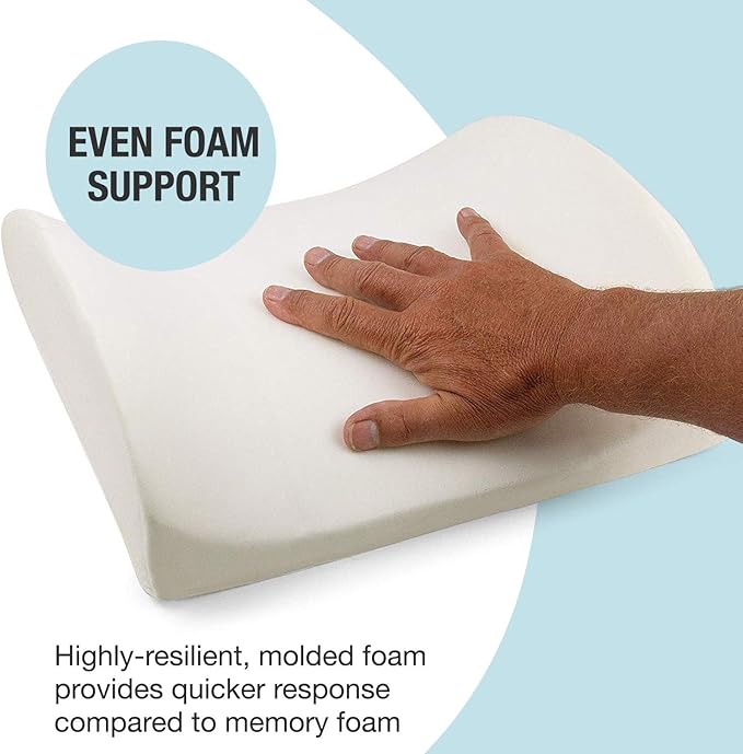 DMI Lumbar Support Pillow for Chair to Assist with Back Support with Removable Washable Cover to Ease Lower Back Pain and Discomfort While Improving Posture, 14 x 13 x 5, Contoured Foam, Premium,Gray