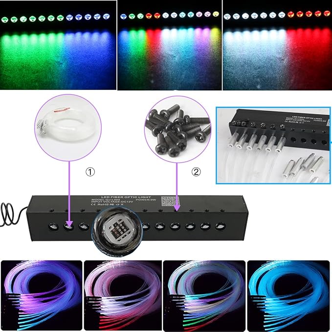 AZIMOM Updated Dual Color 50W Twinkle Fiber Optic Starlight Kits 2000pcs*0.03in*16.4ft, RGB Meteor Shooting Star, Sound Activated APP/Remote Control Theater Ceiling Home Shop Car Lobby Roof Decor