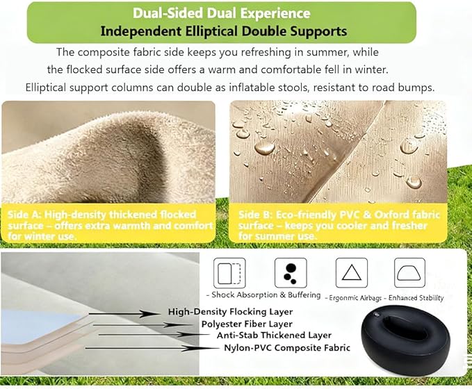 Car Inflatable Air Mattress for Nissan Armada (new Generation) 2025 Inflatable Back Seat Car Bed Double-Sided Portable Camping Travel Sleeping Bed,Beige-Mountain Design