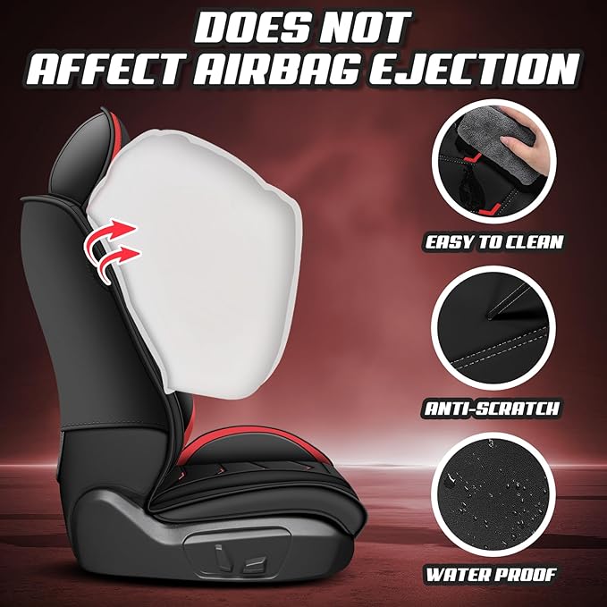 Car Seat Covers for VW Eos 2007-2016, Premium Nappa Leather Car Seat Cover, Stylish Sport Seat Covers， Automobile Seat Cover Sets.(Standard 5 Seats/Black Red)